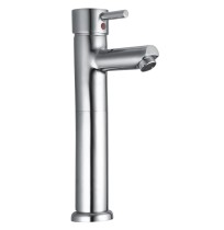 Single Lever Basin Mixer Ext. Body Without Pop Up With 450 mm Long Braided Hoses with Base - Flora 205
