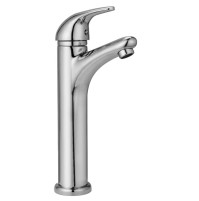 Single Lever Basin Mixer Ext. Body Without Pop Up With 450 mm Long Braided Hoses with Base - Koyna 205