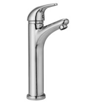 Single Lever Basin Mixer Ext. Body Without Pop Up With 450 mm Long Braided Hoses with Base - Koyna 205