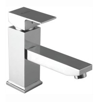 Single Lever Basin Mixer without Pop Up With 450 mm Long Braided Hoses with Base - Solo 201
