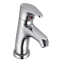 Single Lever Basin Mixer without Pop Up With 450 mm Long Braided Hoses with Base - Volta 201
