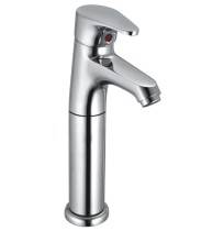 Single Lever Basin Mixer Ext. Body Without Pop Up With 450 mm Long Braided Hoses with Base - Volta 205